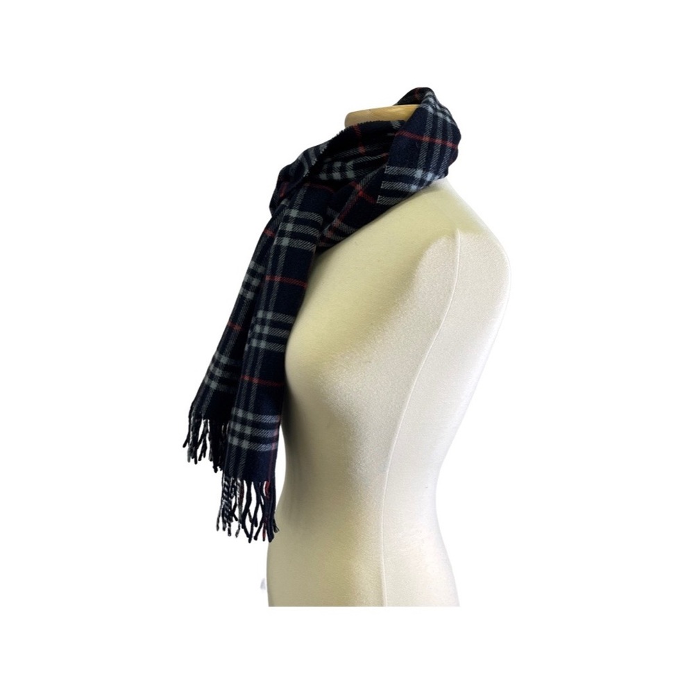 Burberry Dark Blue Nova Check Lambswool Scarf - Picture 5 of 7